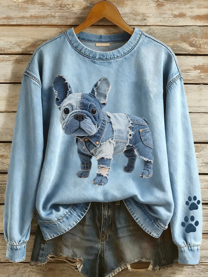 Womens Printed Saint-Like Sweater With A Crew Neck