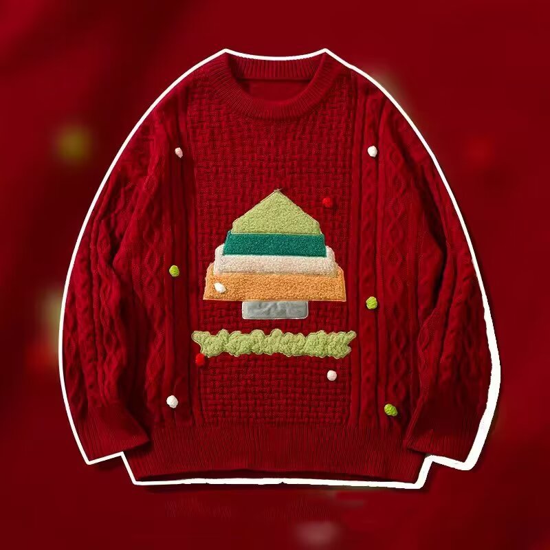 American Hiphop Creative Flocking Couple Christmas Sweater