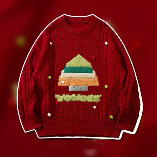 American Hiphop Creative Flocking Couple Christmas Sweater