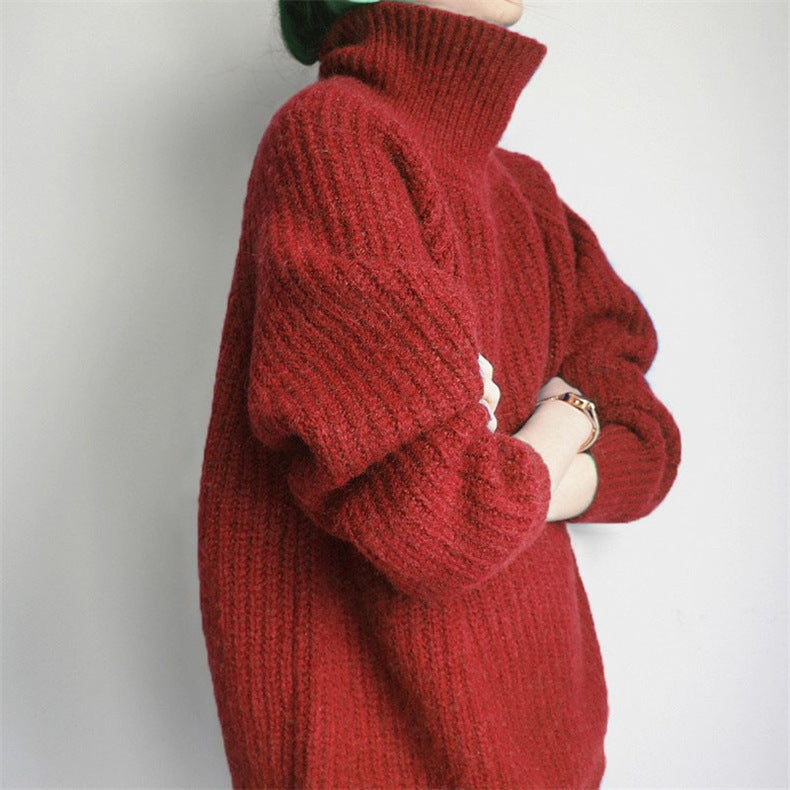 Loose And Idle All-matching Fashion Casual Turtleneck Sweater For Women