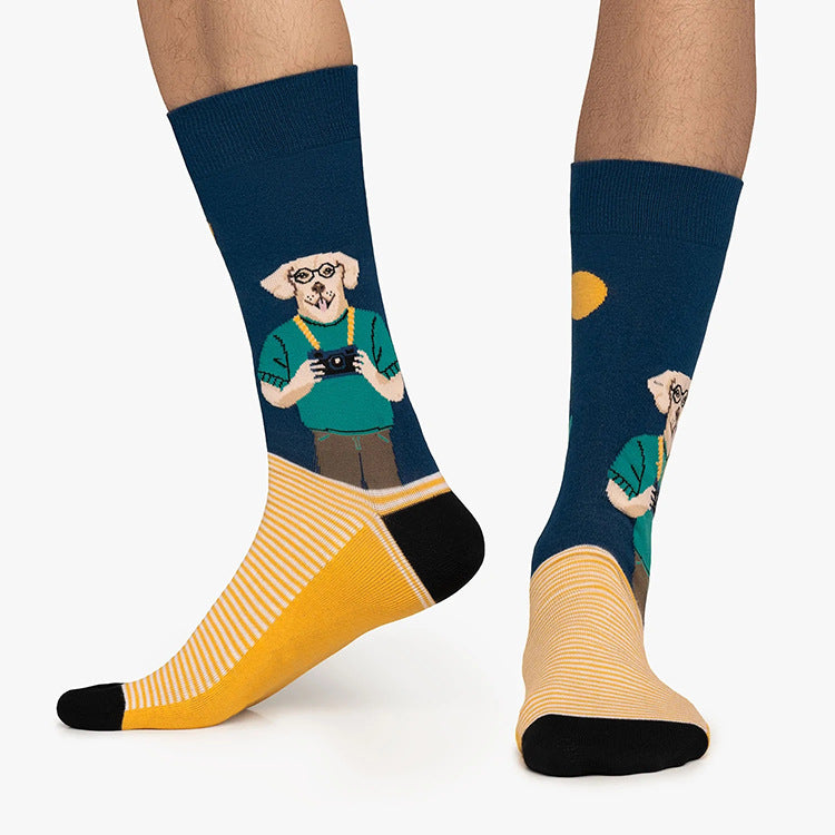 Creative Cartoon Dog Animal Trendy Jacquard Cotton Socks