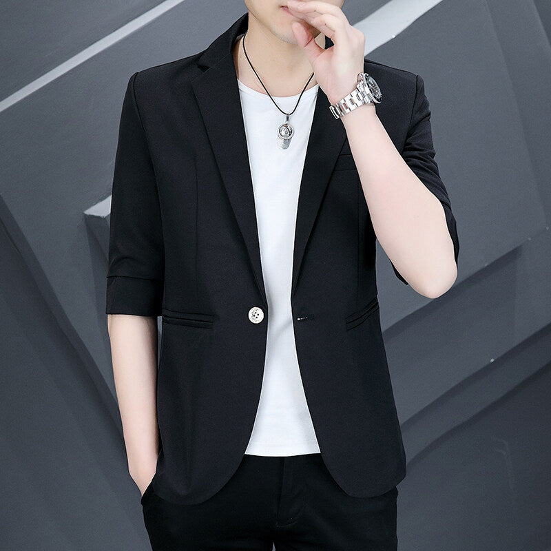 Mens Three-Quarter-Sleeve Suit For Summer