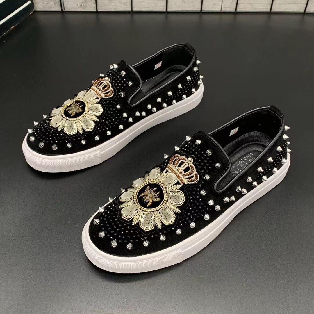 Fashion Men's Slip-on Hot Diamond Leather Shoes