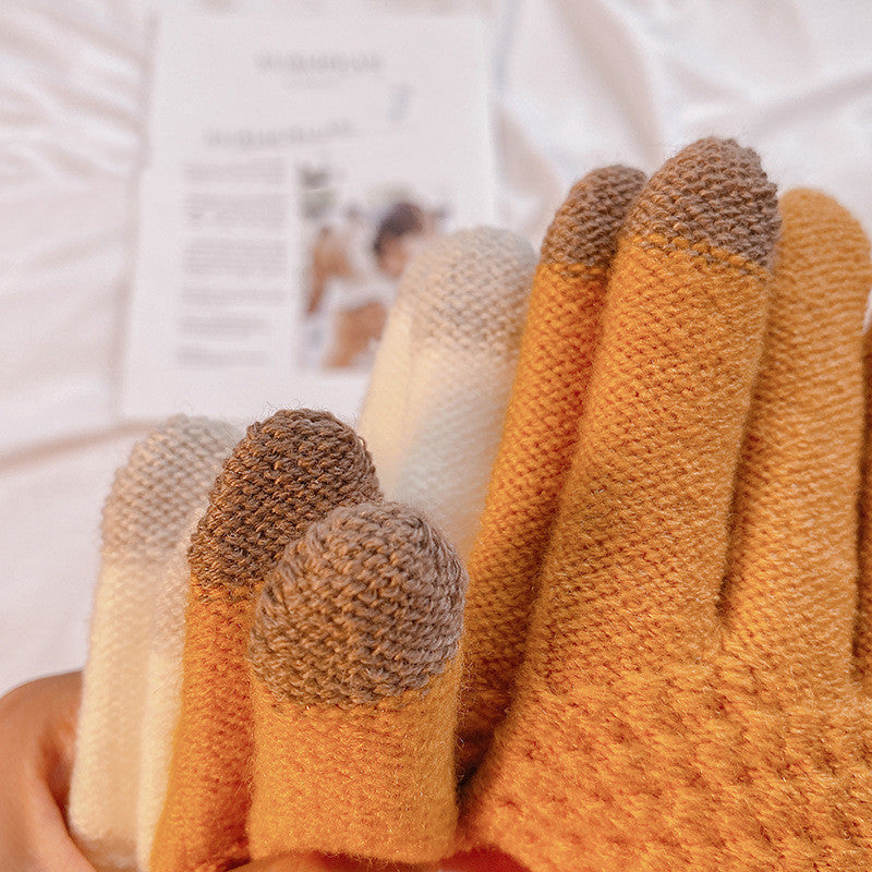 Damemode Varme Ensfarvede Handsker