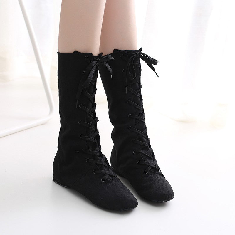High Top Lengthened Adult Canvas Jazz Boots Soft Sole