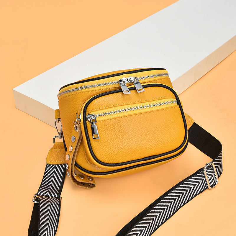 Black Crossbody Top Layer Leather Shoulder Bag