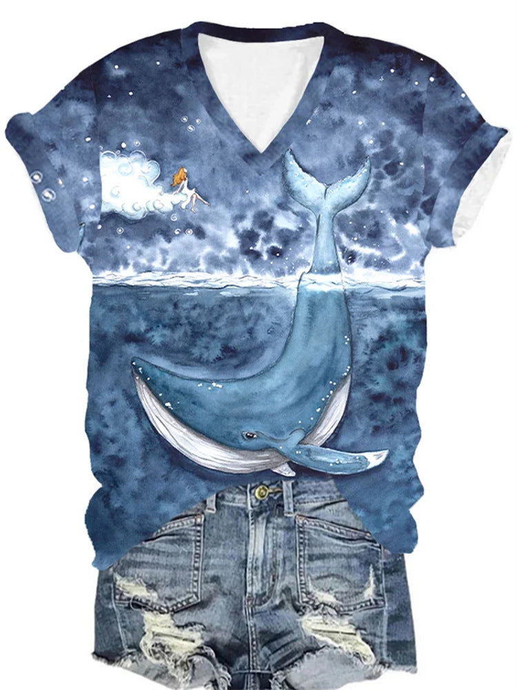 Printed Street Fashion Klassisk Hip Hop Rundhals T-shirt