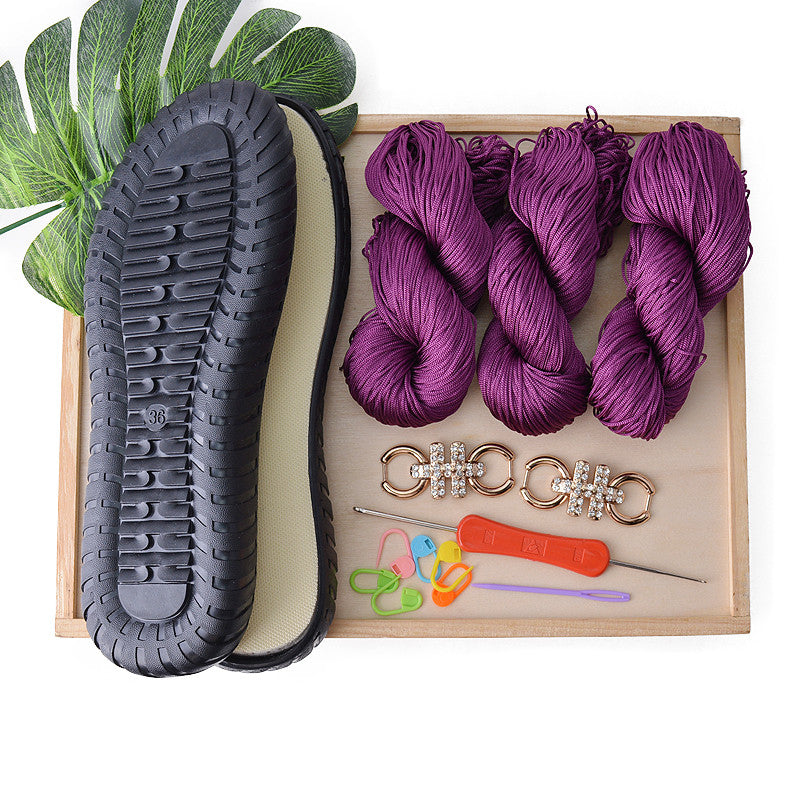 Hollow Thread Cow Tendon Crystal Bottom Hand Woven Material Bag