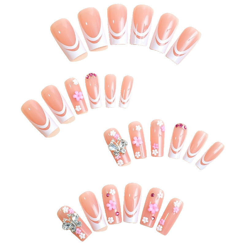 Women's Fashion French Style Bow Flower Nail Art