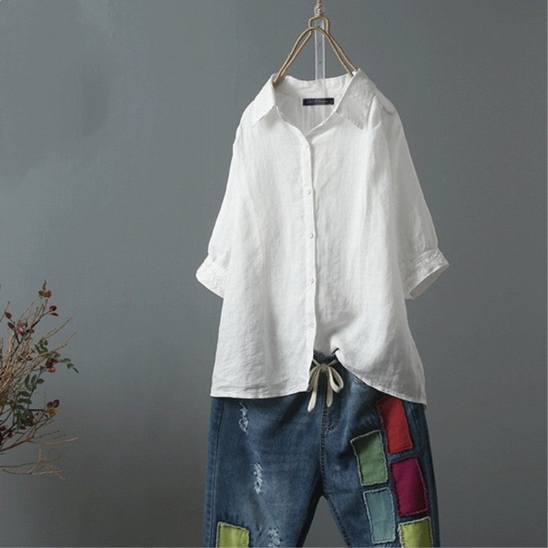Versatile Casual Single-breasted Lapel Short-sleeve Shirt