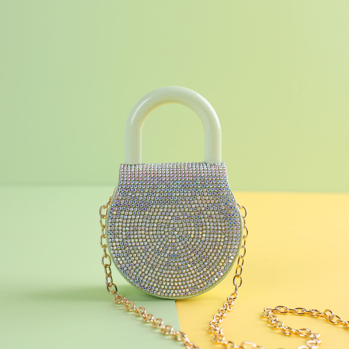 Handle Advanced Small Round Bag Simple With Diamond