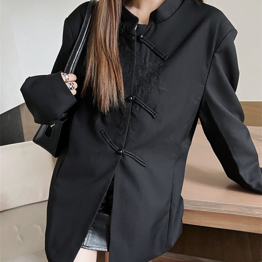 Chinese Style Stand Collar Loose Suit Jacket