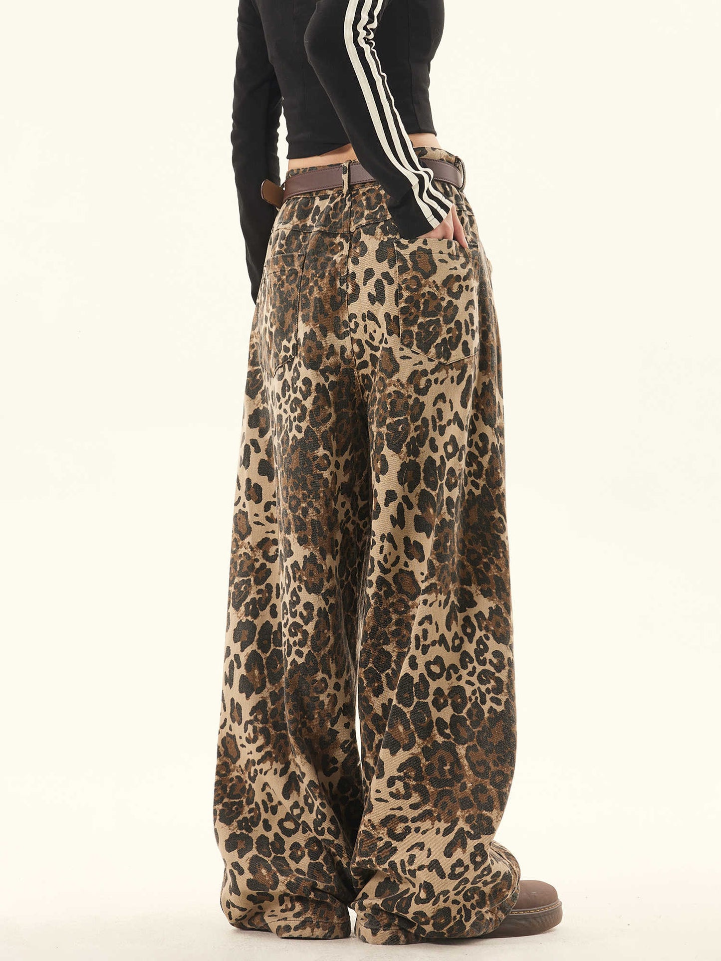 Loose Plus Size Retro Street Loose Wide Leg Leopard Patterned Pants
