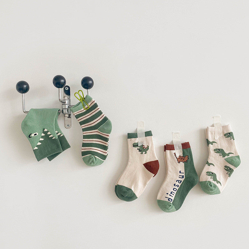 Children's New Cotton Cartoon Korean Alphabet Dinosaur Socks