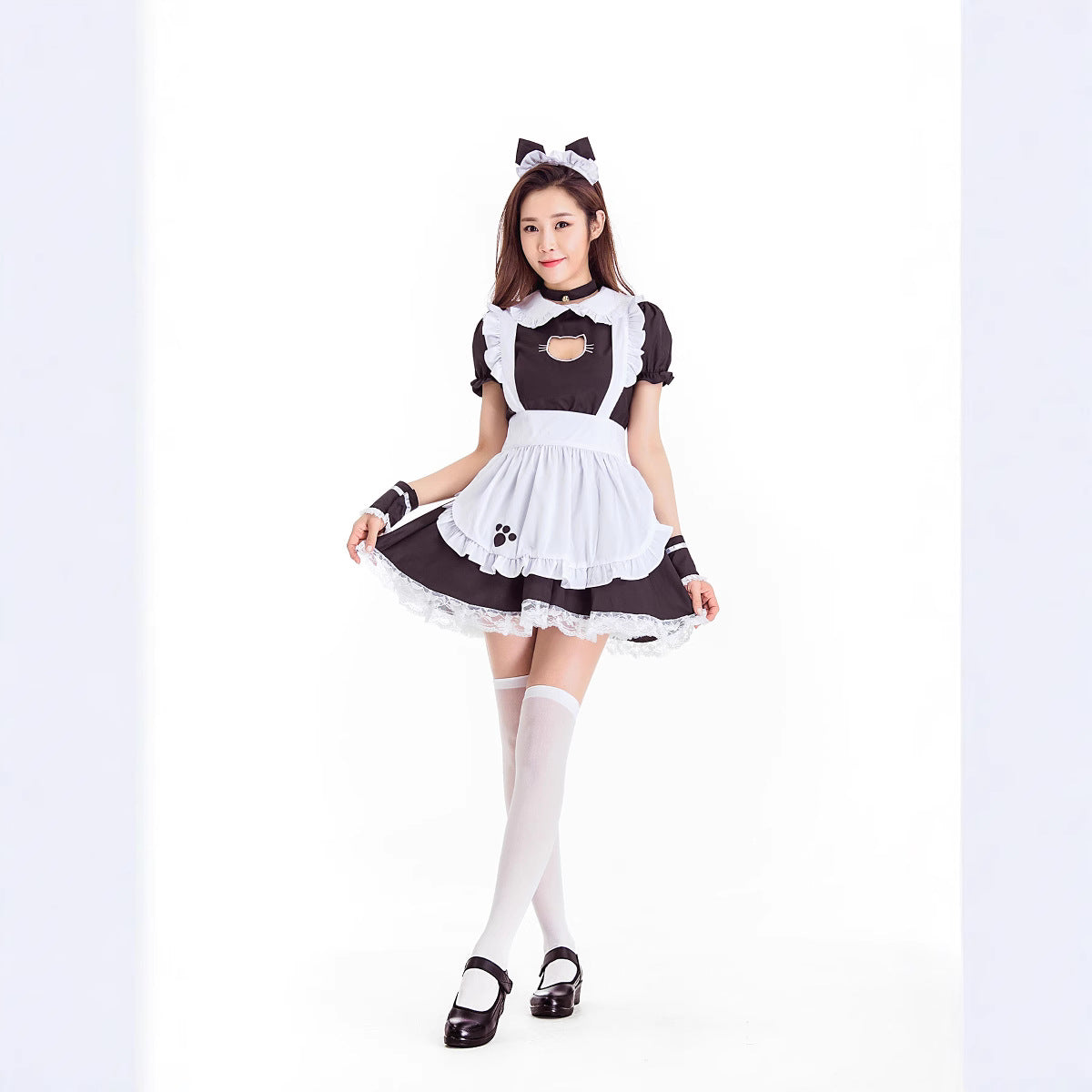 Polyester Women's Role-playing Dress With Cat's Paw Pattern