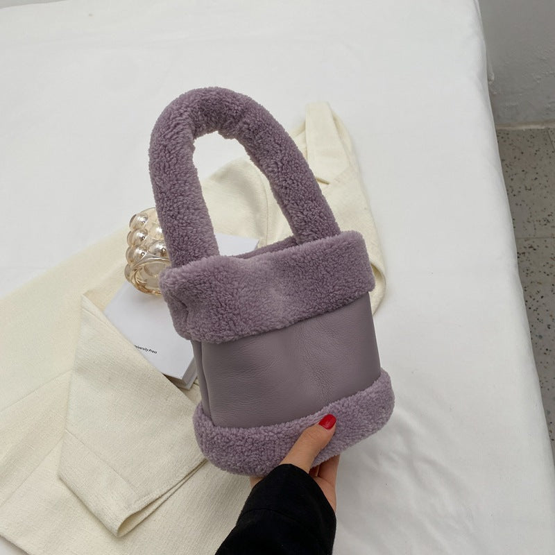 Tide Personality Splicing Fur Bag Sweet Handbag