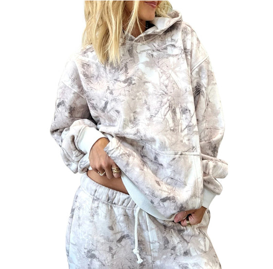 Womens Printed Casual Long-Sleeve Top And Pants Set