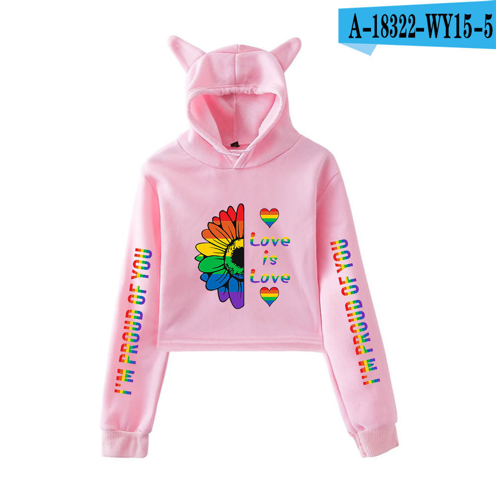 Girl Navel Exposed Cat Ear Sweater