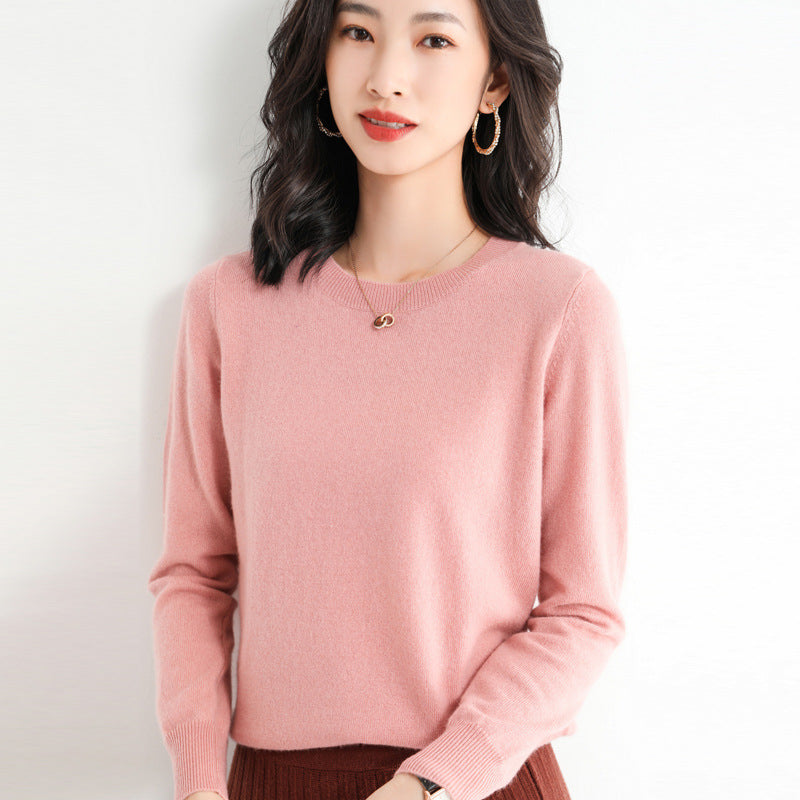 Slim Fit Solid Color Round Neck Base Pullover Sweater