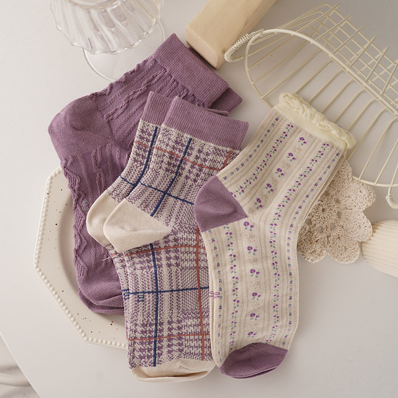 Of Spring Socks Women's Mid-tube Socks Japanese 3 Pairs