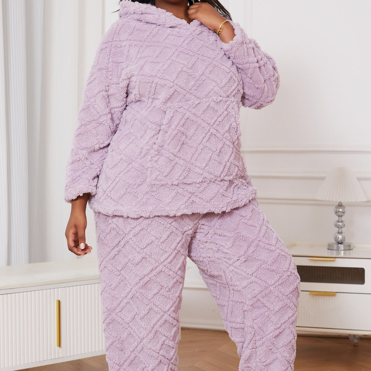 Large Size Women's Pajamas Autumn And Winter Velvet Hooded
