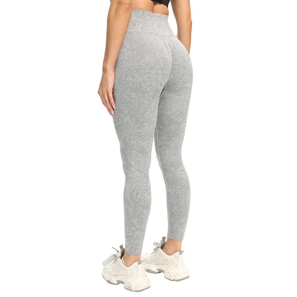 Nylonstrikkede fugttransporterende sportsfitness slim leggings til kvinder – yogabukser
