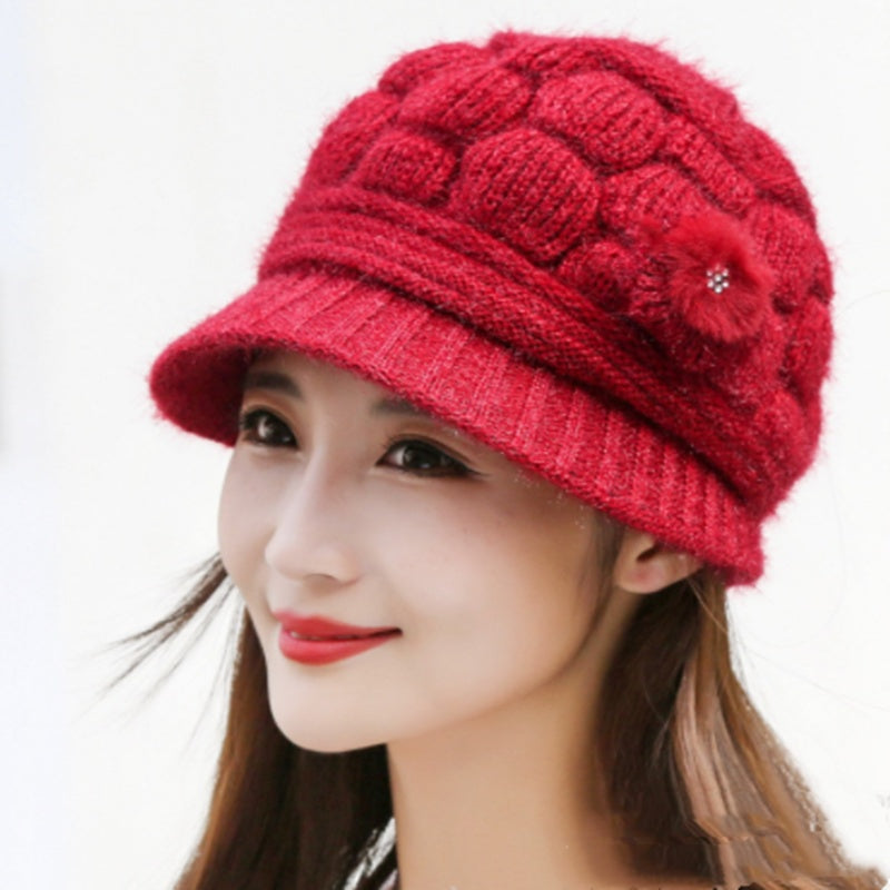 Beanie med rynket koreansk design, langhåret og tyk, der passer til alt