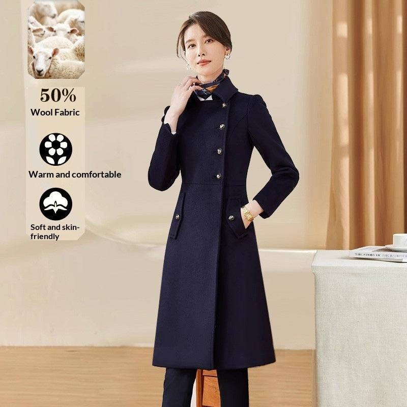 Womens Wool Coat For Winter Work Front Desk Uniform
