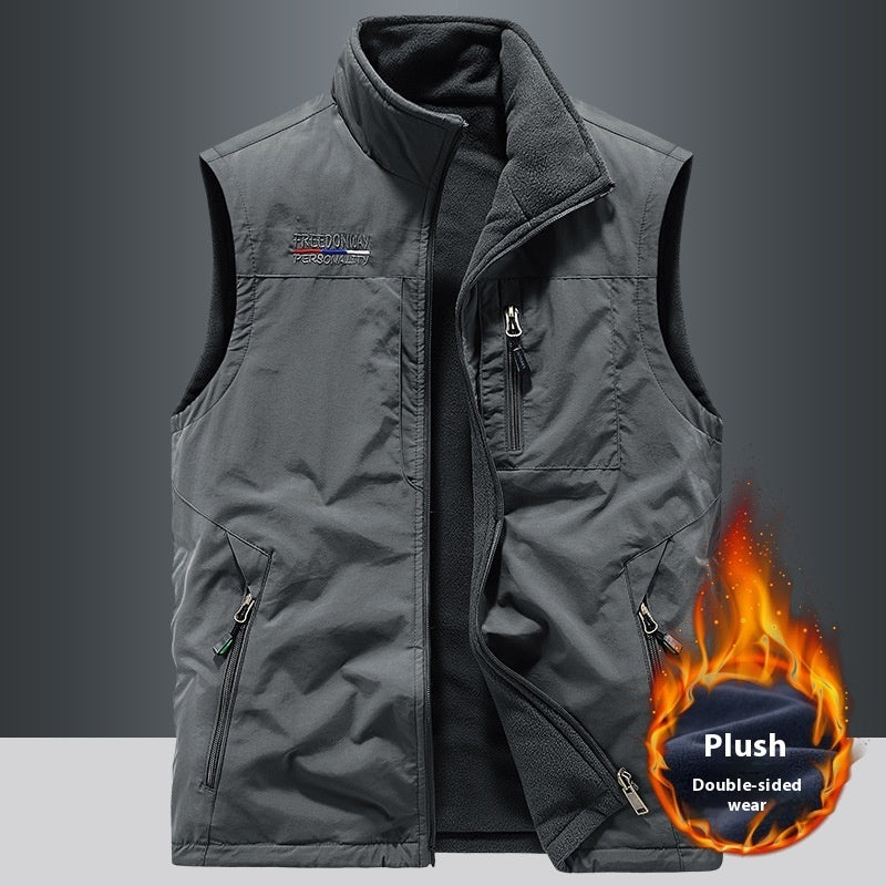 Double-sided Vest Men's Sports Fleece Vest