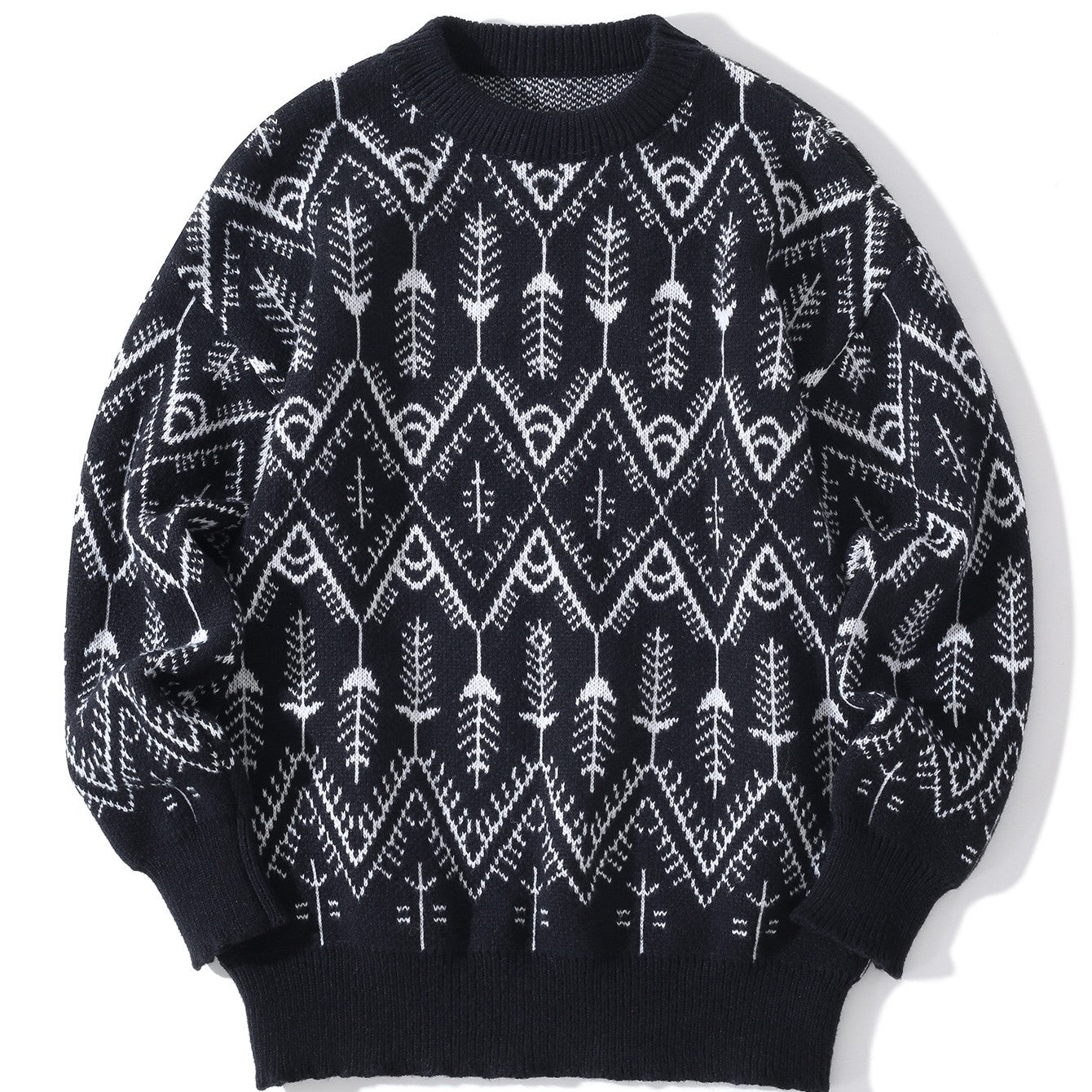 National Fashion Ethnic Style Sweater Autumn And Winter Jacquard Retro Diamond