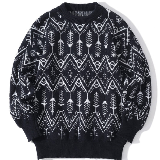 National Fashion Ethnic Style Sweater Autumn And Winter Jacquard Retro Diamond