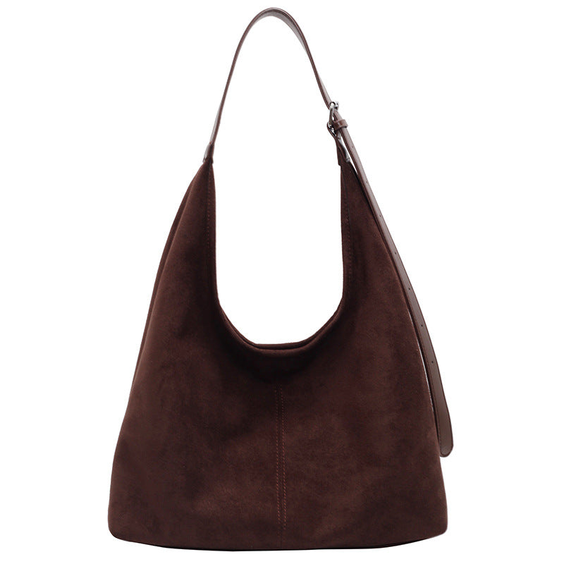 Efterår Og Vinter Ny Ruskind Spandtaske Stor Kapacitet Skulder Underarms Tote Taske