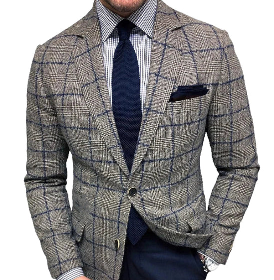 Business Casual Printed Double Button Suit Jacket