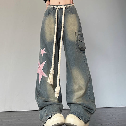Retro løse fritidsjeans til kvinder med straight fit og slankende effekt