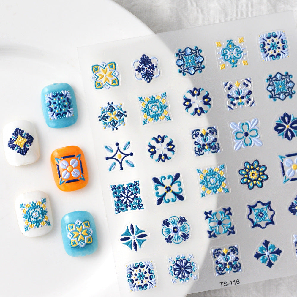5D Three-dimensional Painted Ethnic Style Nail Sticker
