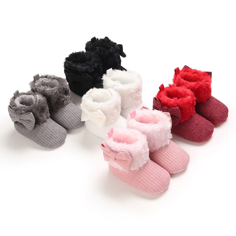 Years Old Men And Women Baby Snow Boots Bow Knitted Babies' Shoes