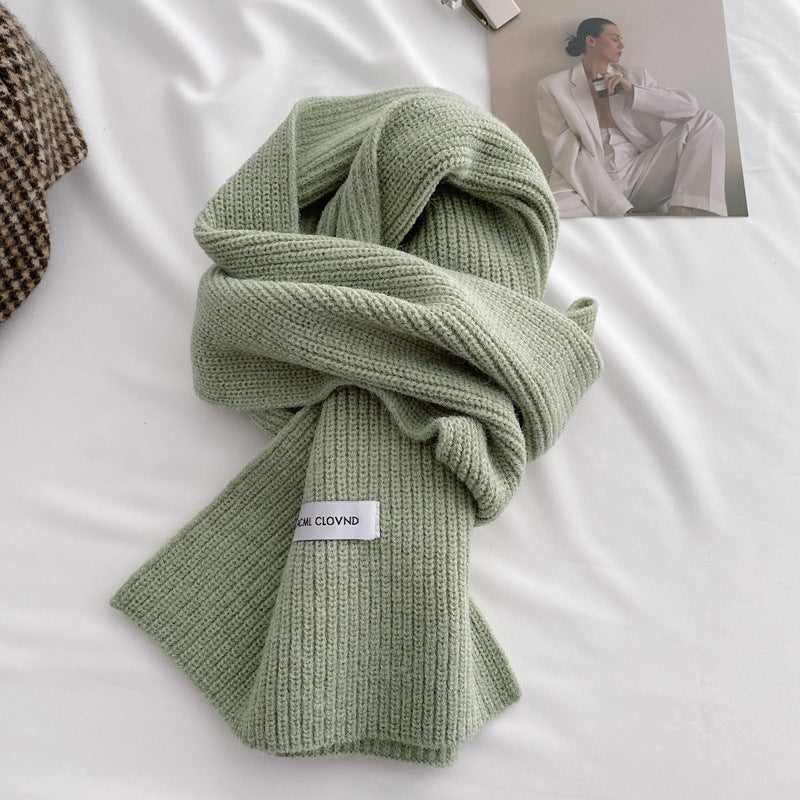 Women's Monochrome Thick Wool Knitted Scarf