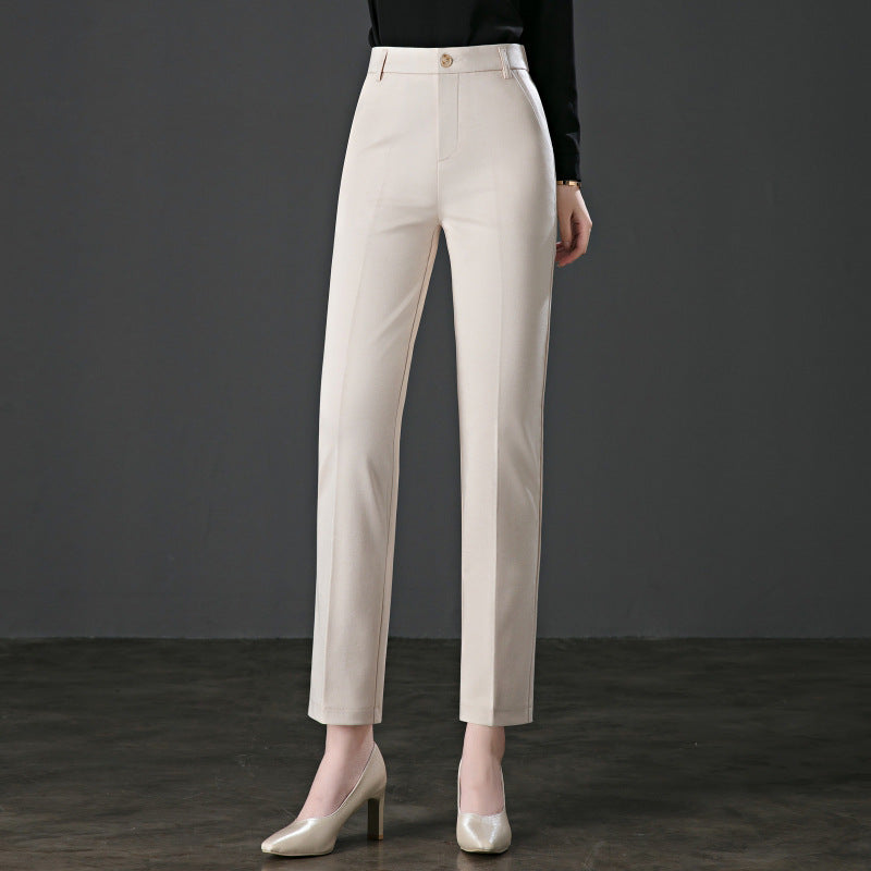 Ladies Autumn New High Waisted Stretch Loose Straight Pants
