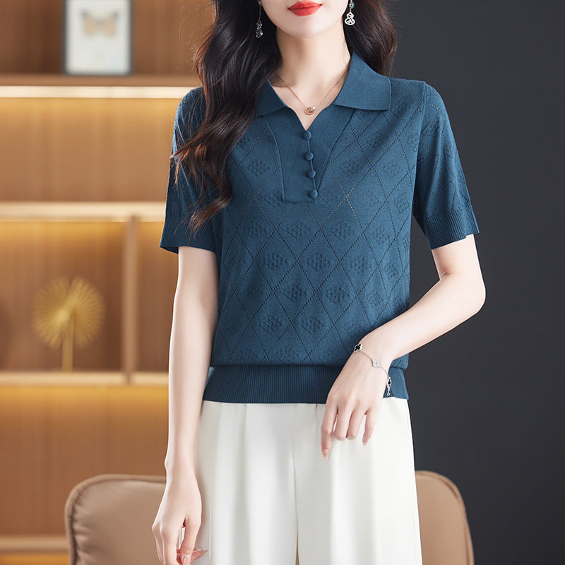 Women's Knitwear Cool Breathable Polo Shirt