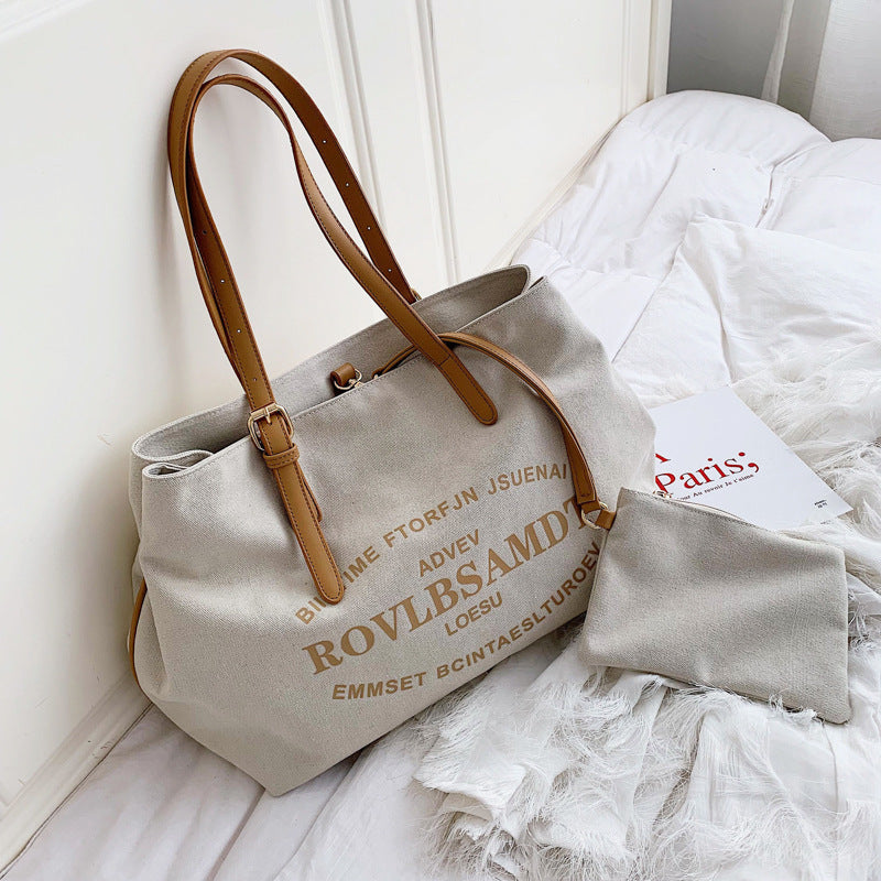 Large Capacity Canvas Women's Fashion Tote Tote Simple Shoulder Bag