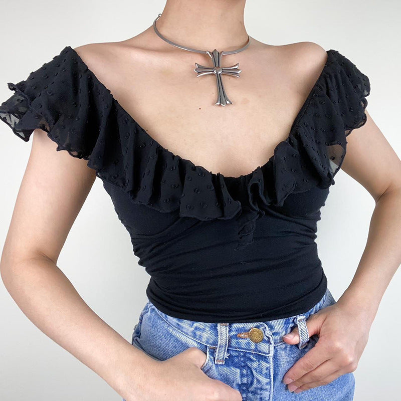 Fashionable Slim Fit Minimalist Design Womens Short Sleeve Top