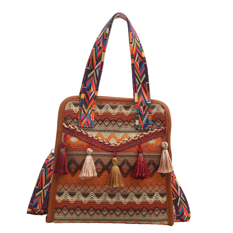 Tasker Dame Crossbody Etnisk Scenisk Område Vævet Spand