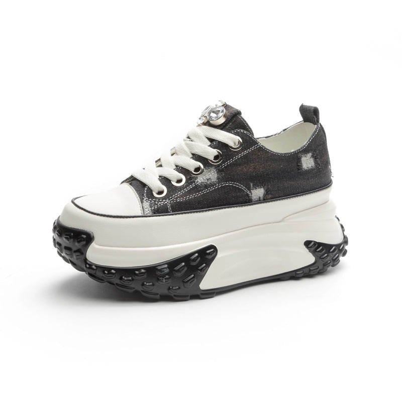 Jeans Retro Genuine Leather Elevator Sneaker
