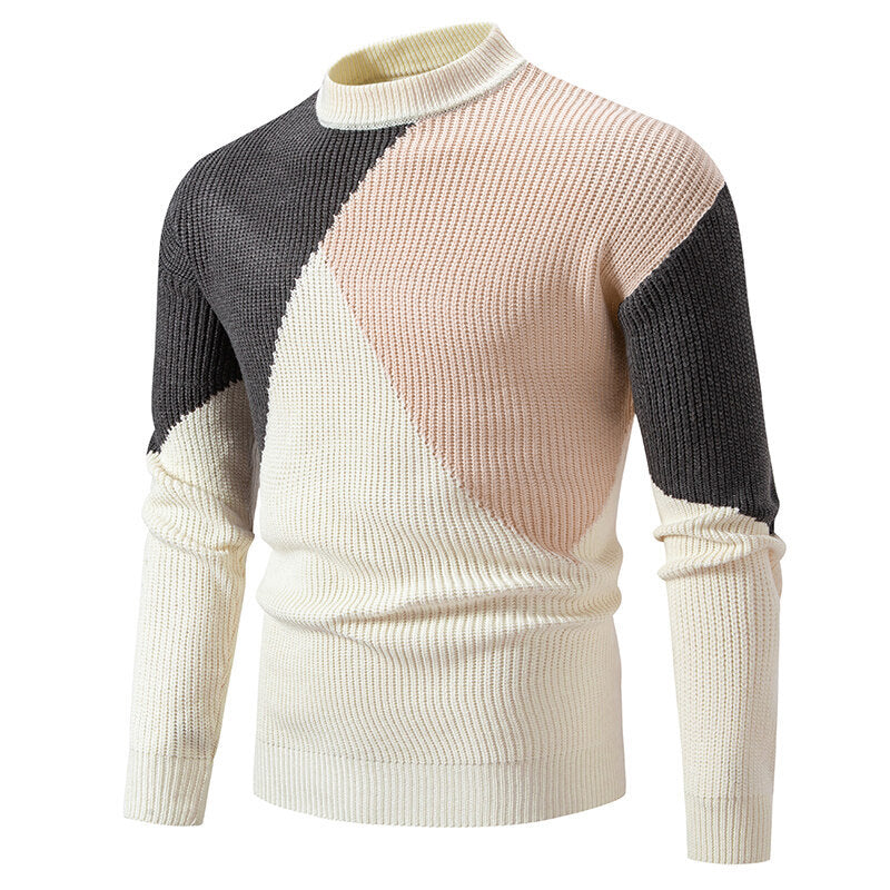 Sweater Men's Round Neck Multicolor Pullover Sweater