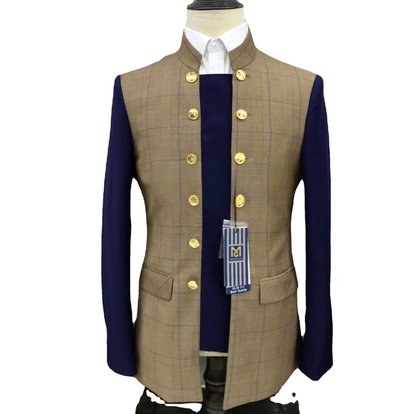 Men's Double Row Gold Buckle Full Suit Casual Groomsmen Banquet Suit