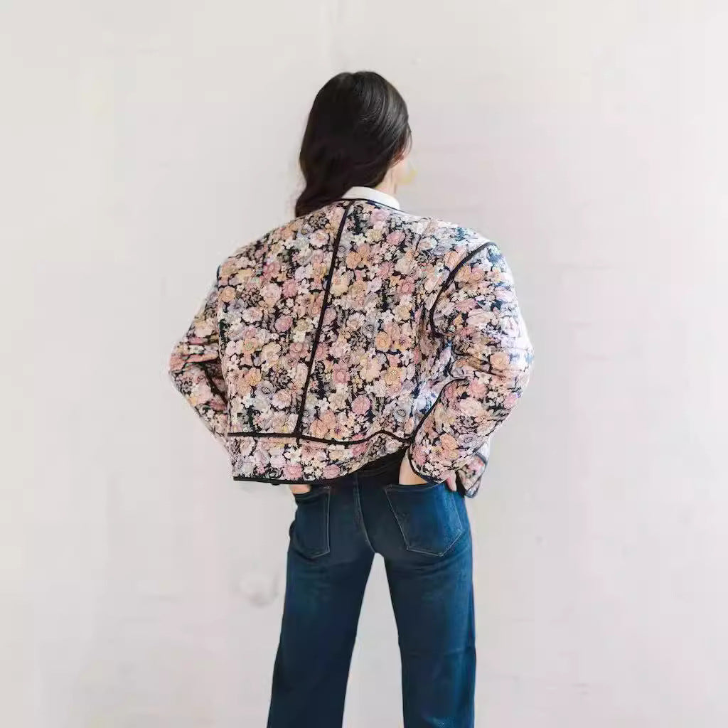 Women's Casual Printed Baggy Coat Jacket Long Sleeve Warm-keeping Cotton Clothing