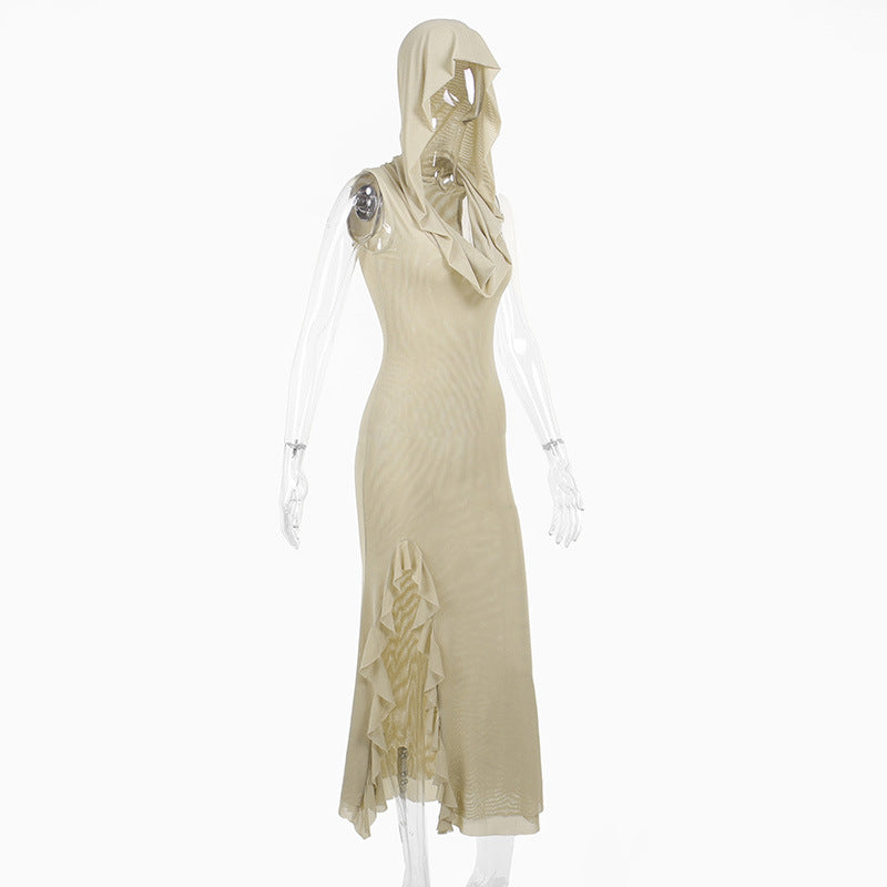 Sand Dune Waste Hat Pocket Design Solid Color Dress