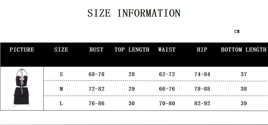 Summer Sexy Pure Desire Bow Bandage Halterneck Vest Stitching Skirt Suit
