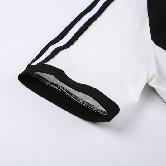 Letter Print Contrast Short Sleeve