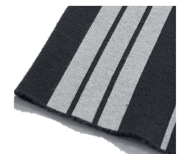 National Tide Knitwear Street Culture Striped Cuban Collar